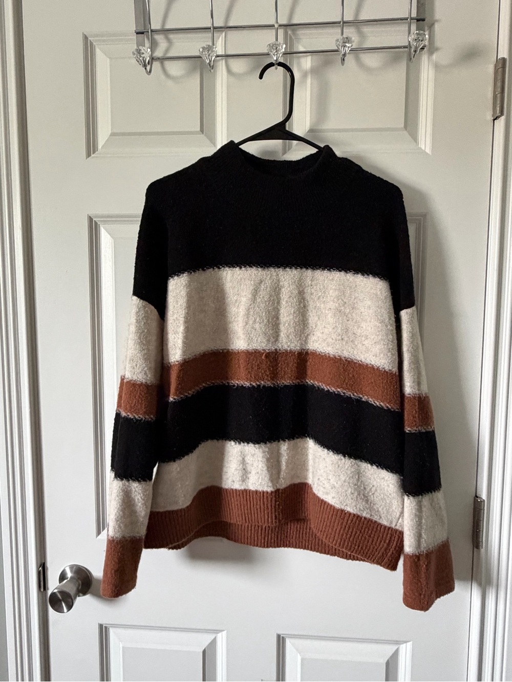 Universal Thread Black Cream Brown Striped Sweater